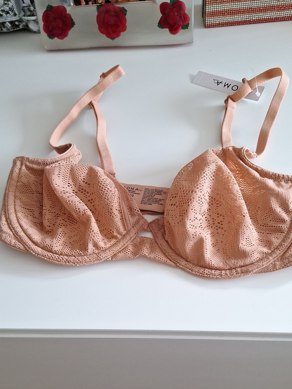 Soma Unlined Peach Lace Eyelet Underwire Bra